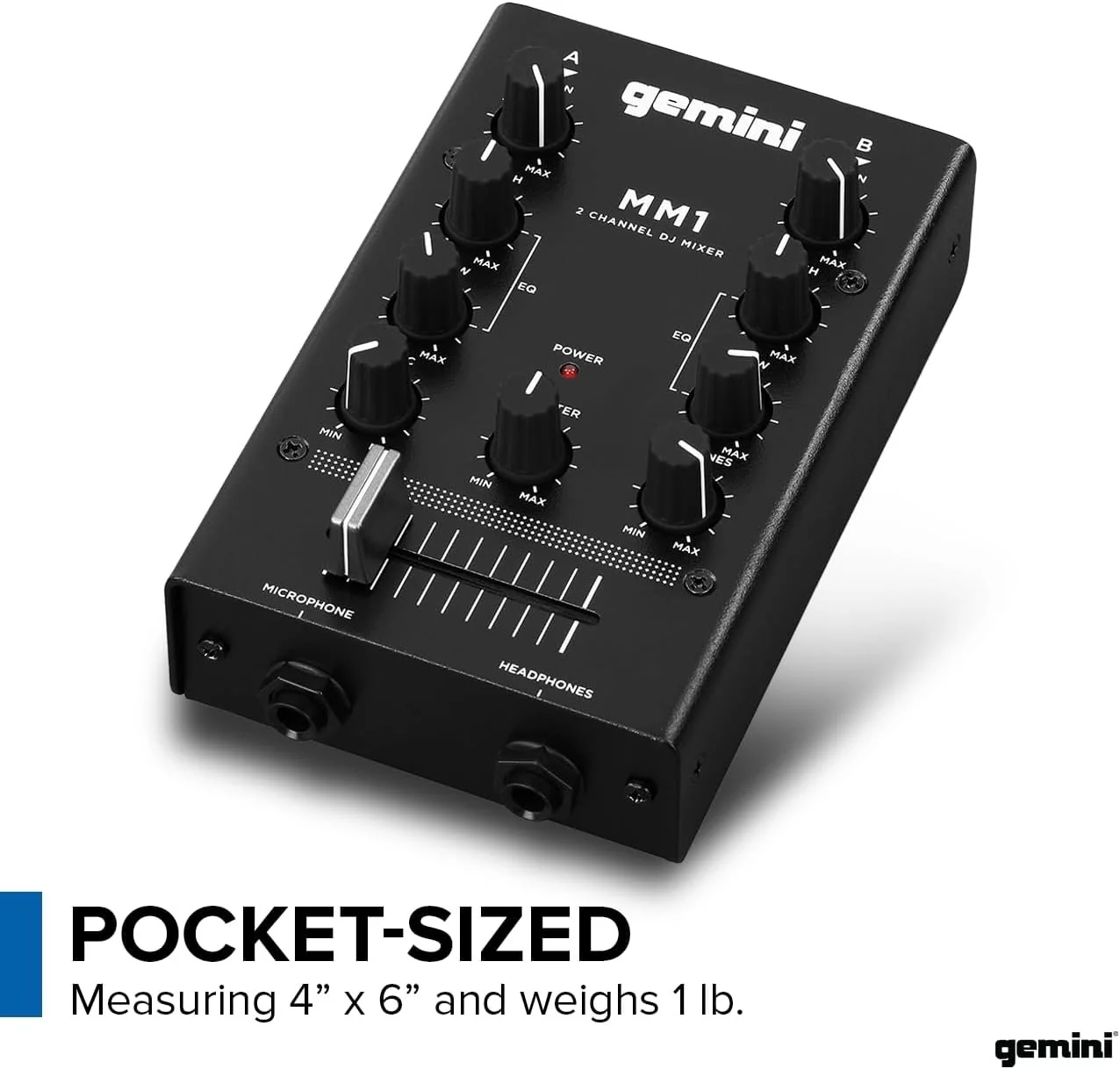 MM1 Professional Metal 2-Channel Pocket DJ Mixer - Portable - Image 6